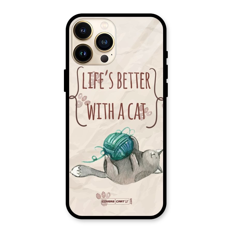 Cute Cat Glass Back Case for iPhone 13 Pro Max