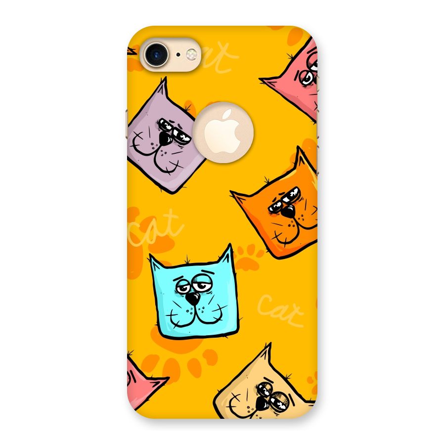 Cute Cat Pattern Back Case for iPhone 8 Logo Cut