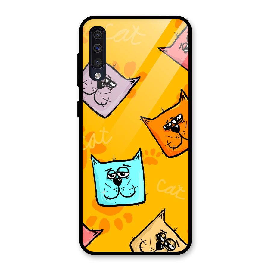 Cute Cat Pattern Glass Back Case for Galaxy A30s