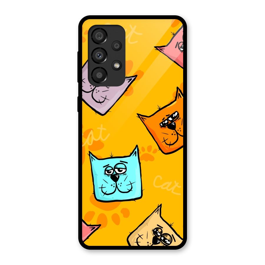 Cute Cat Pattern Glass Back Case for Galaxy A33 5G