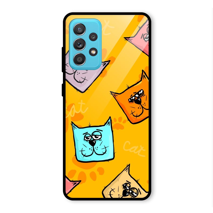 Cute Cat Pattern Glass Back Case for Galaxy A52s 5G