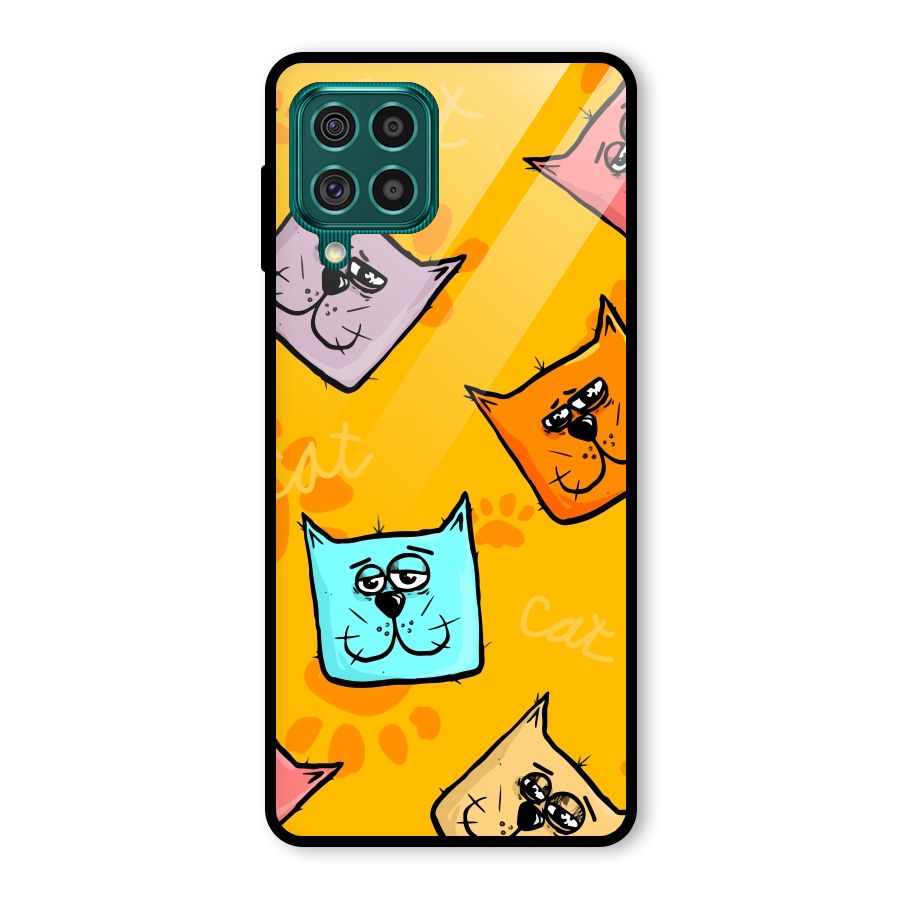 Cute Cat Pattern Glass Back Case for Galaxy F62