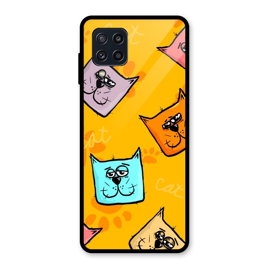 Cute Cat Pattern Glass Back Case for Galaxy M32
