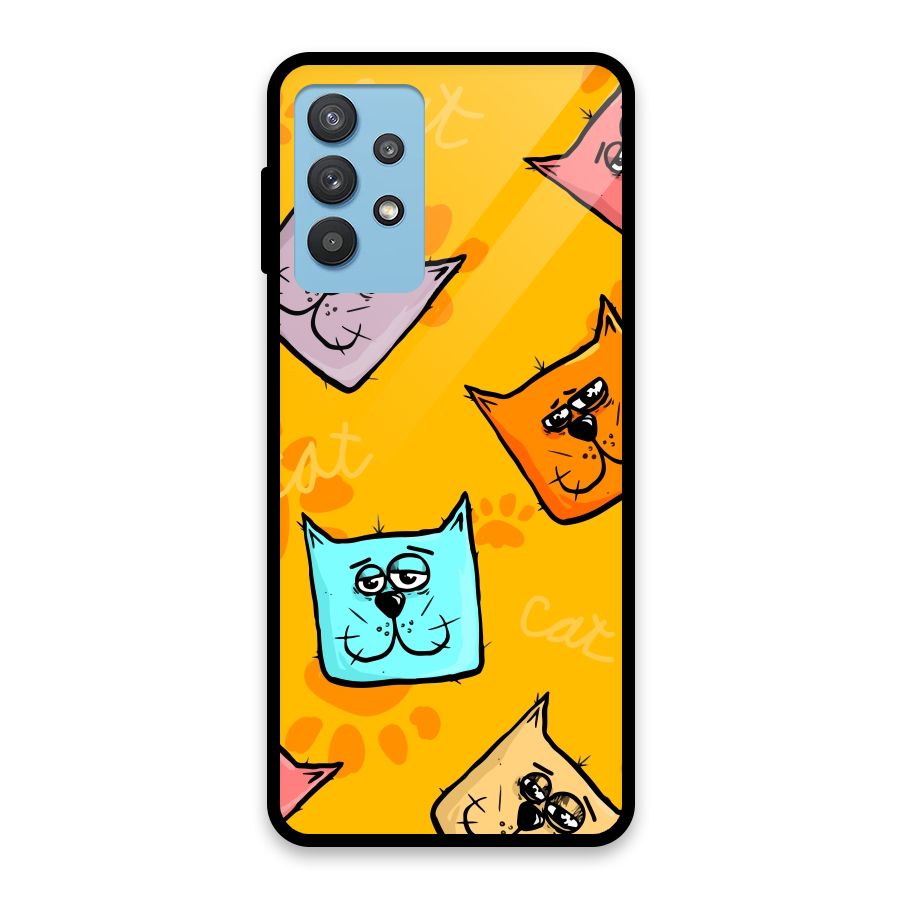 Cute Cat Pattern Glass Back Case for Galaxy M32 5G