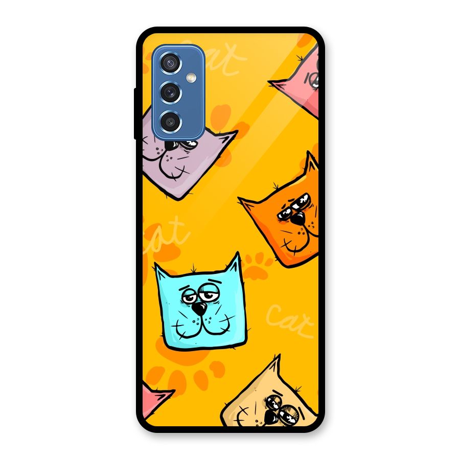 Cute Cat Pattern Glass Back Case for Galaxy M52 5G