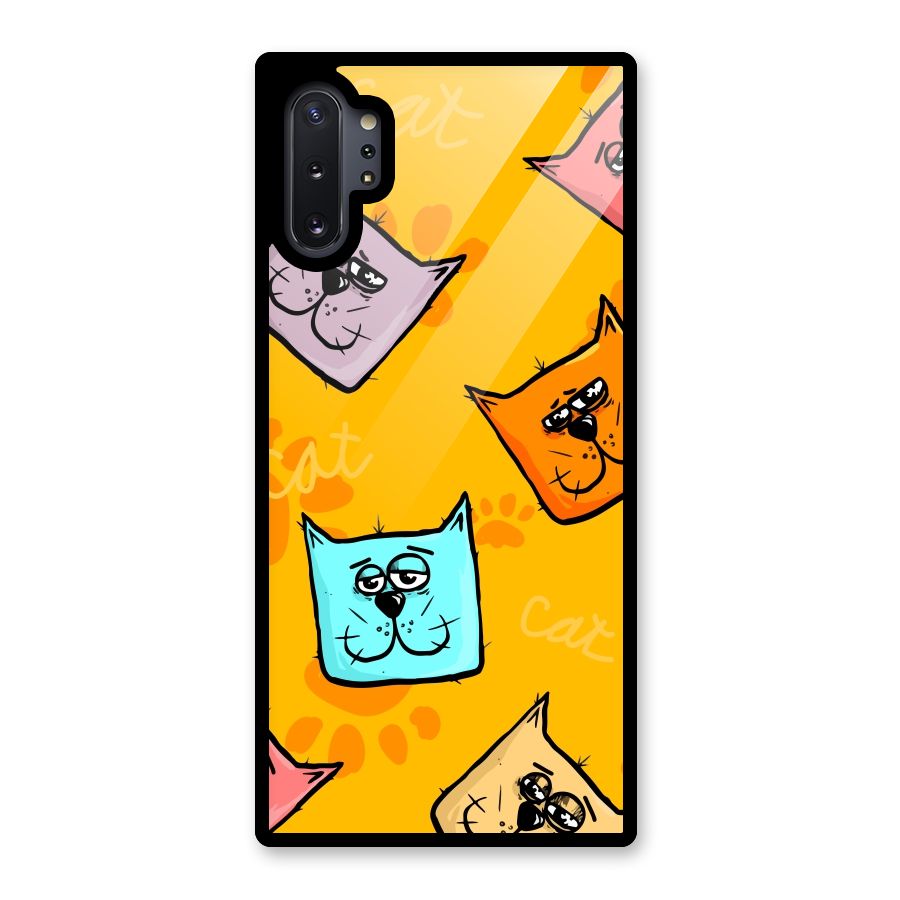 Cute Cat Pattern Glass Back Case for Galaxy Note 10 Plus