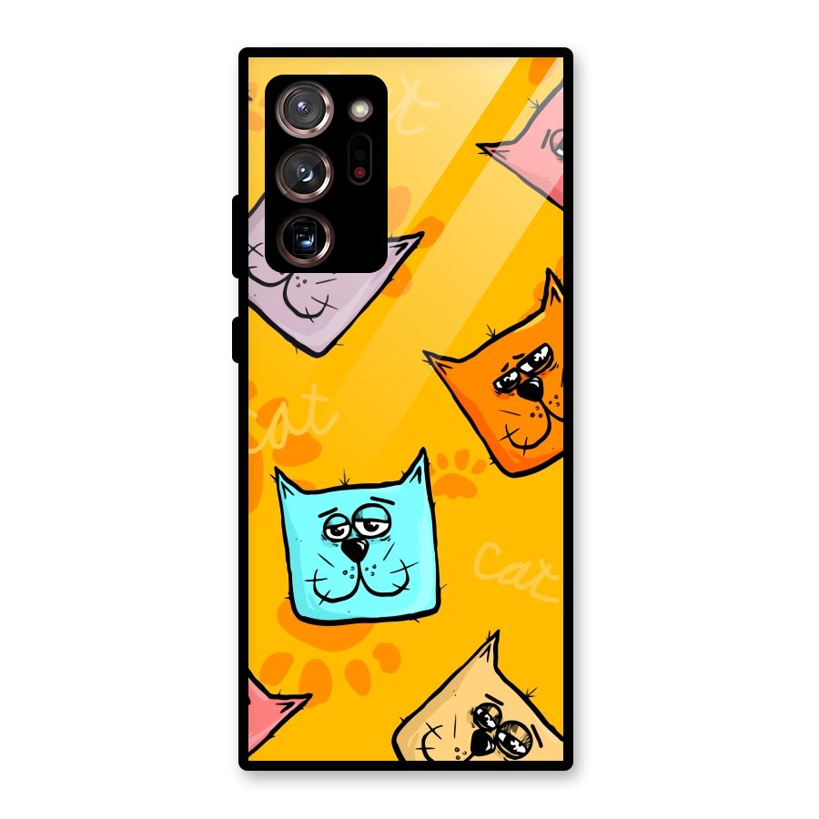 Cute Cat Pattern Glass Back Case for Galaxy Note 20 Ultra