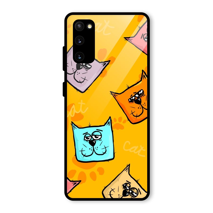 Cute Cat Pattern Glass Back Case for Galaxy S20 FE 5G