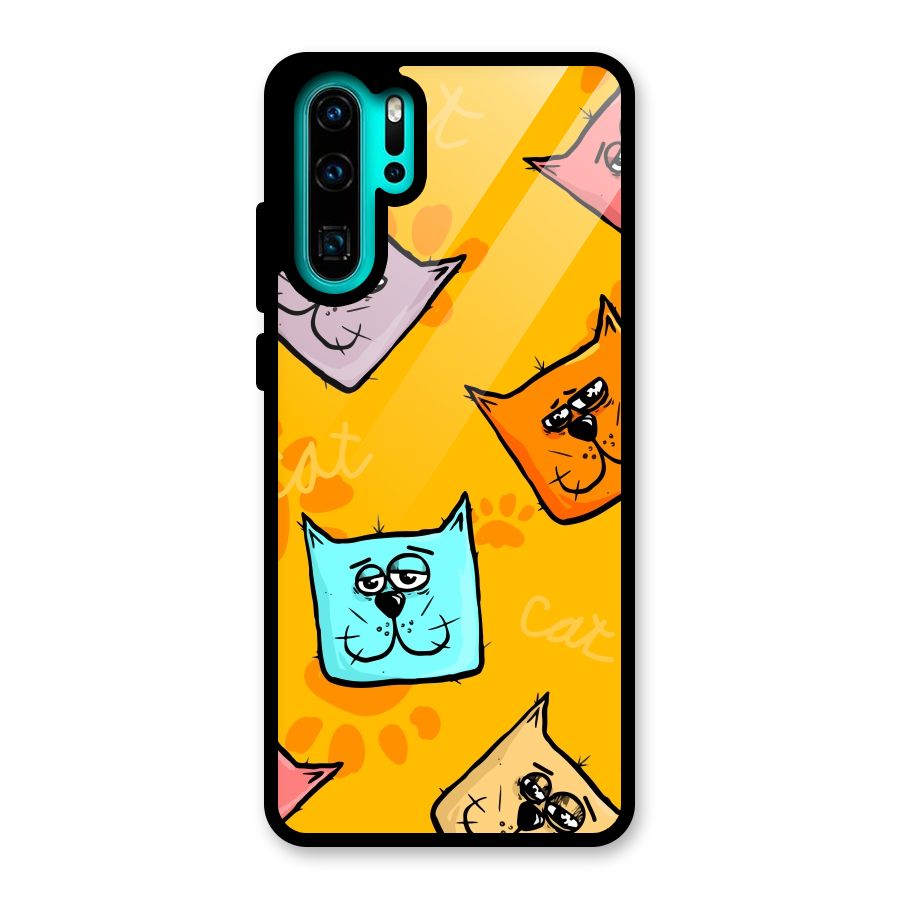 Cute Cat Pattern Glass Back Case for Huawei P30 Pro
