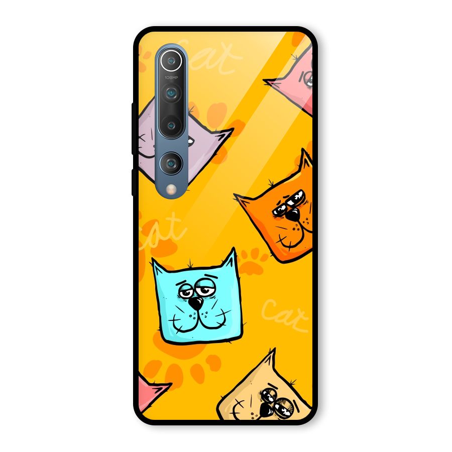 Cute Cat Pattern Glass Back Case for Mi 10