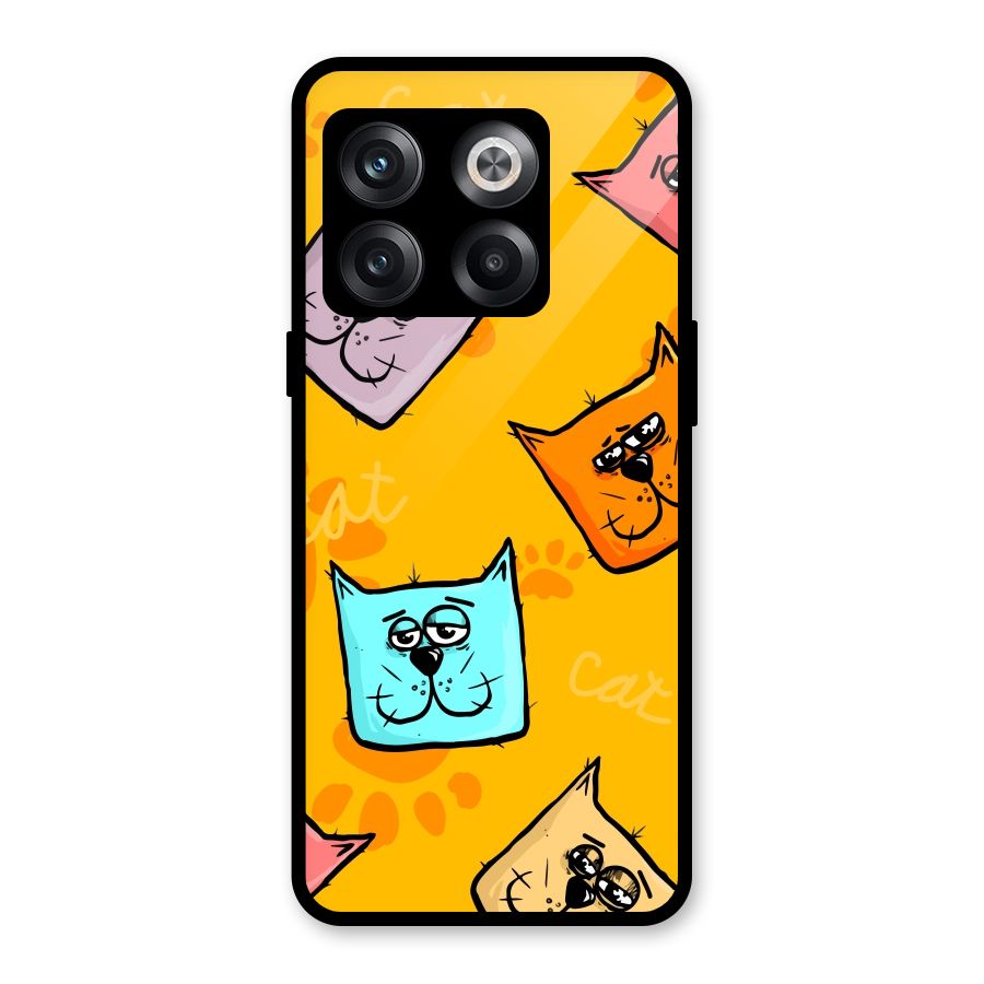 Cute Cat Pattern Glass Back Case for OnePlus 10T