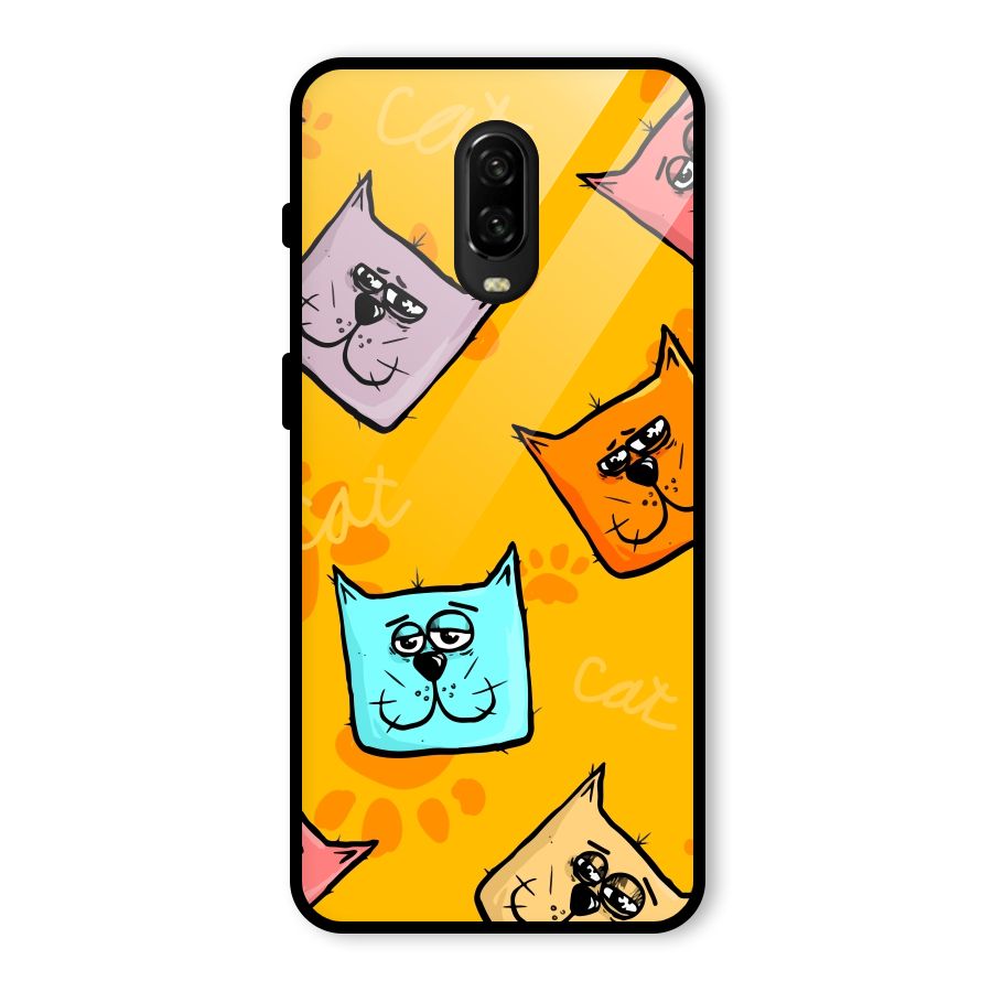 Cute Cat Pattern Glass Back Case for OnePlus 6T
