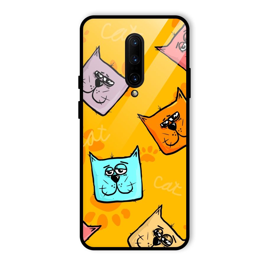 Cute Cat Pattern Glass Back Case for OnePlus 7 Pro