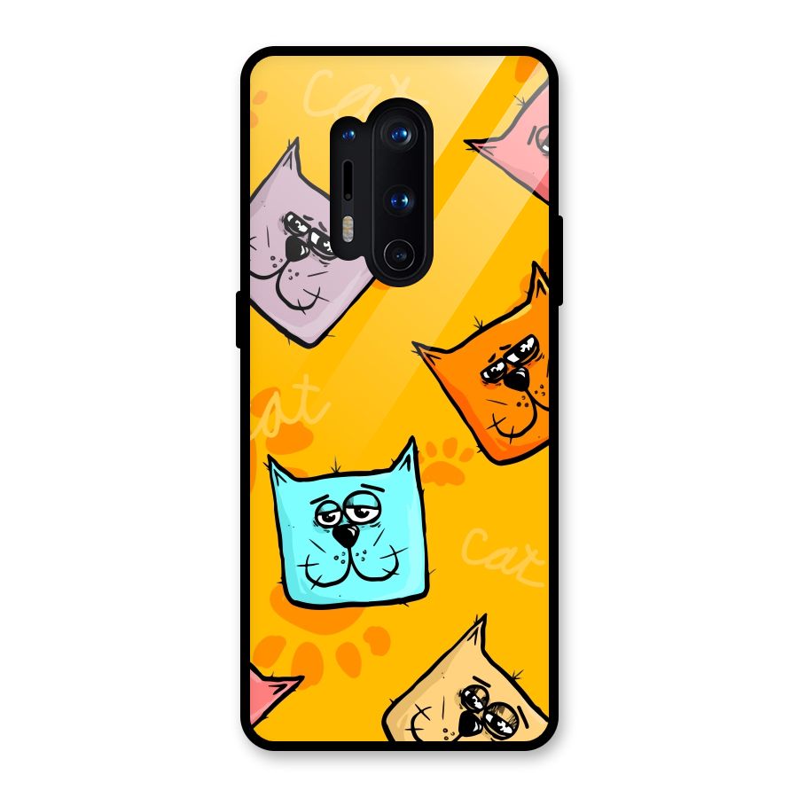 Cute Cat Pattern Glass Back Case for OnePlus 8 Pro