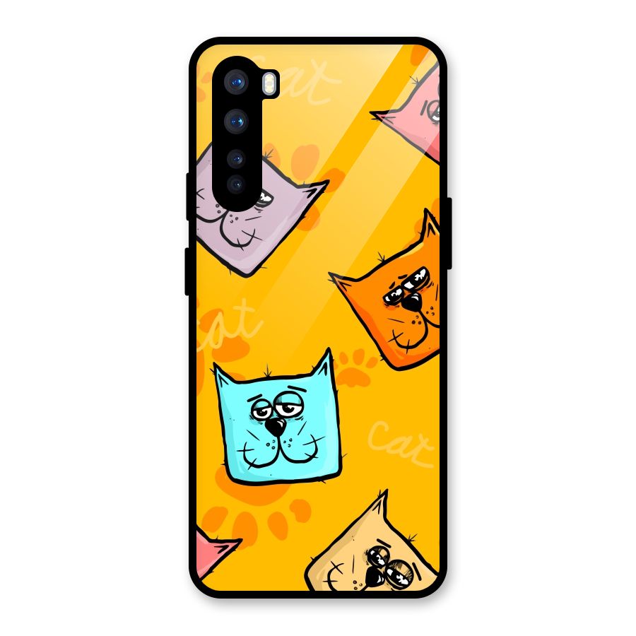 Cute Cat Pattern Glass Back Case for OnePlus Nord