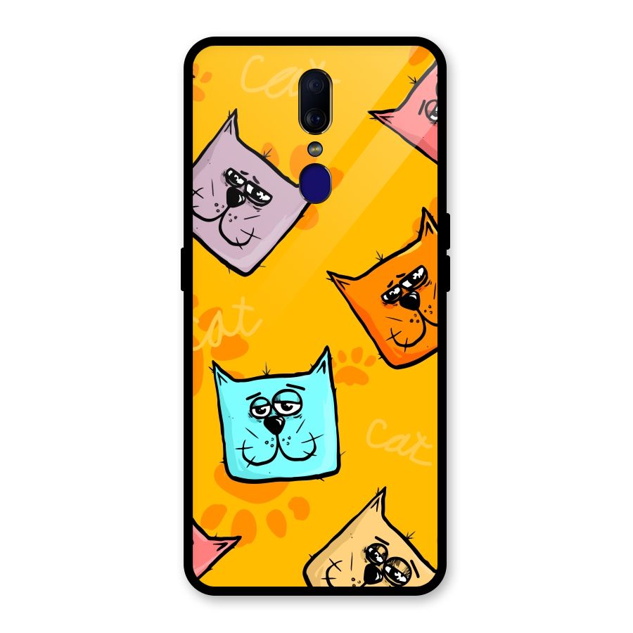Cute Cat Pattern Glass Back Case for Oppo F11