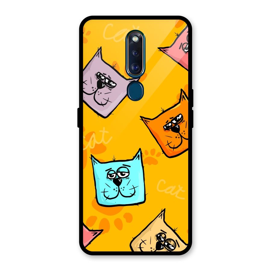 Cute Cat Pattern Glass Back Case for Oppo F11 Pro