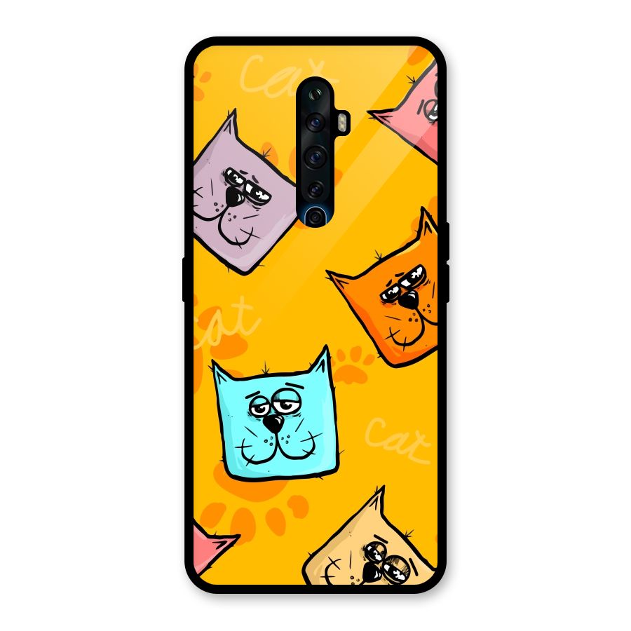 Cute Cat Pattern Glass Back Case for Oppo Reno2 F