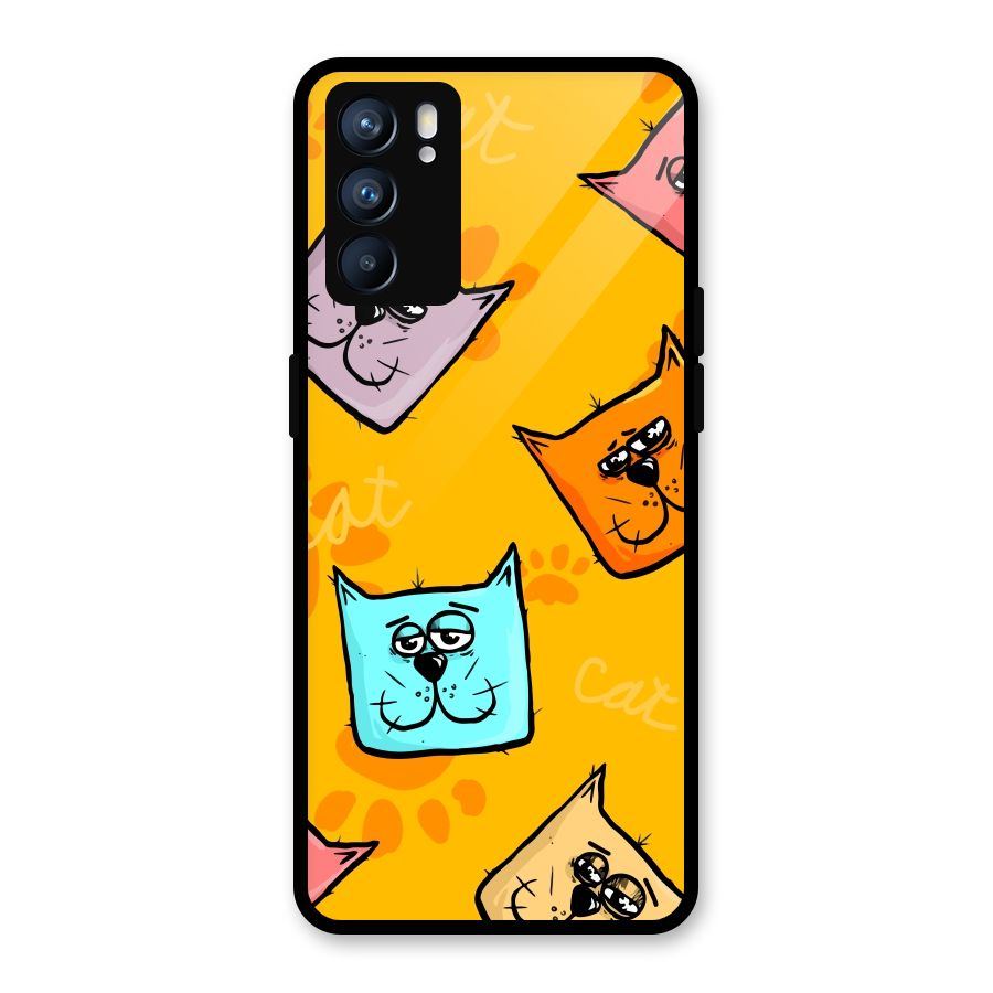 Cute Cat Pattern Glass Back Case for Oppo Reno6 5G