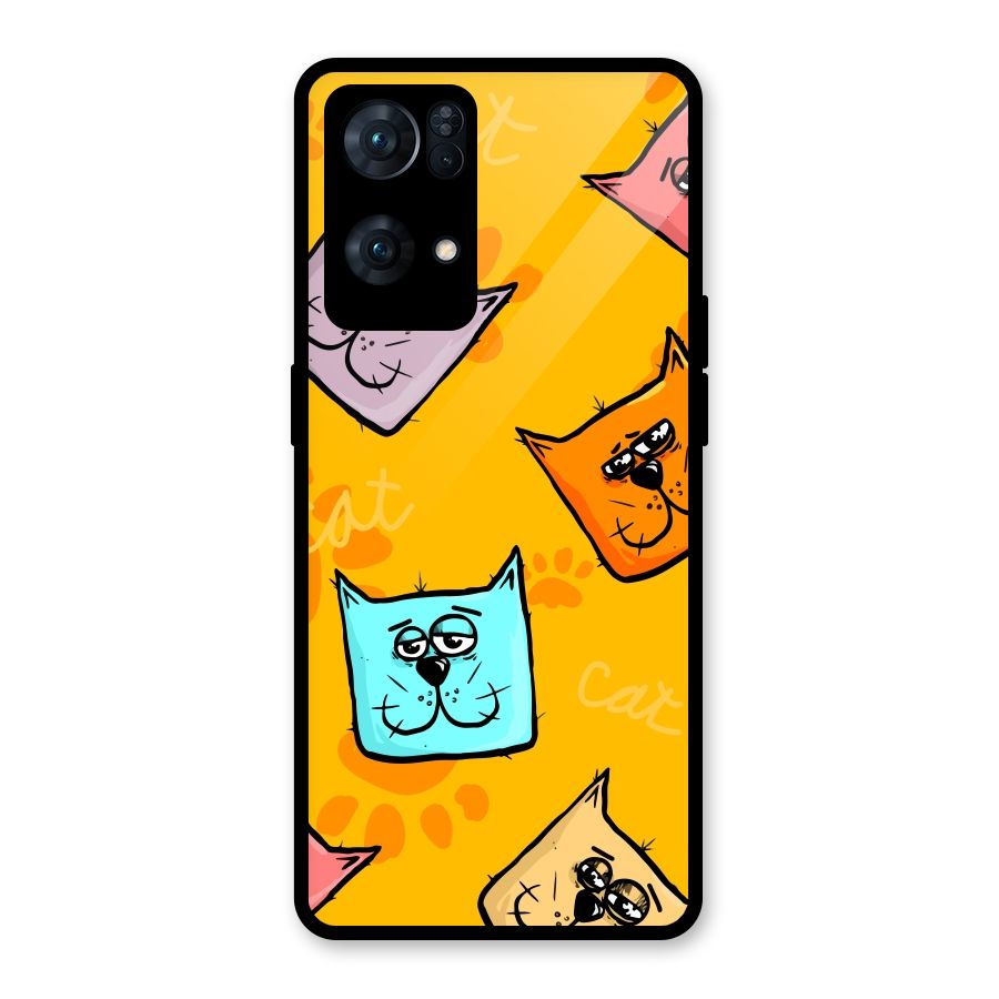 Cute Cat Pattern Glass Back Case for Oppo Reno7 Pro 5G