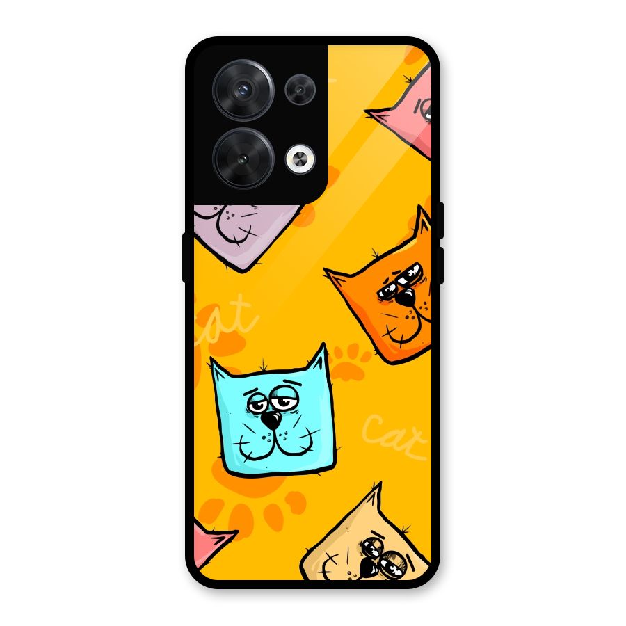 Cute Cat Pattern Glass Back Case for Oppo Reno8 5G