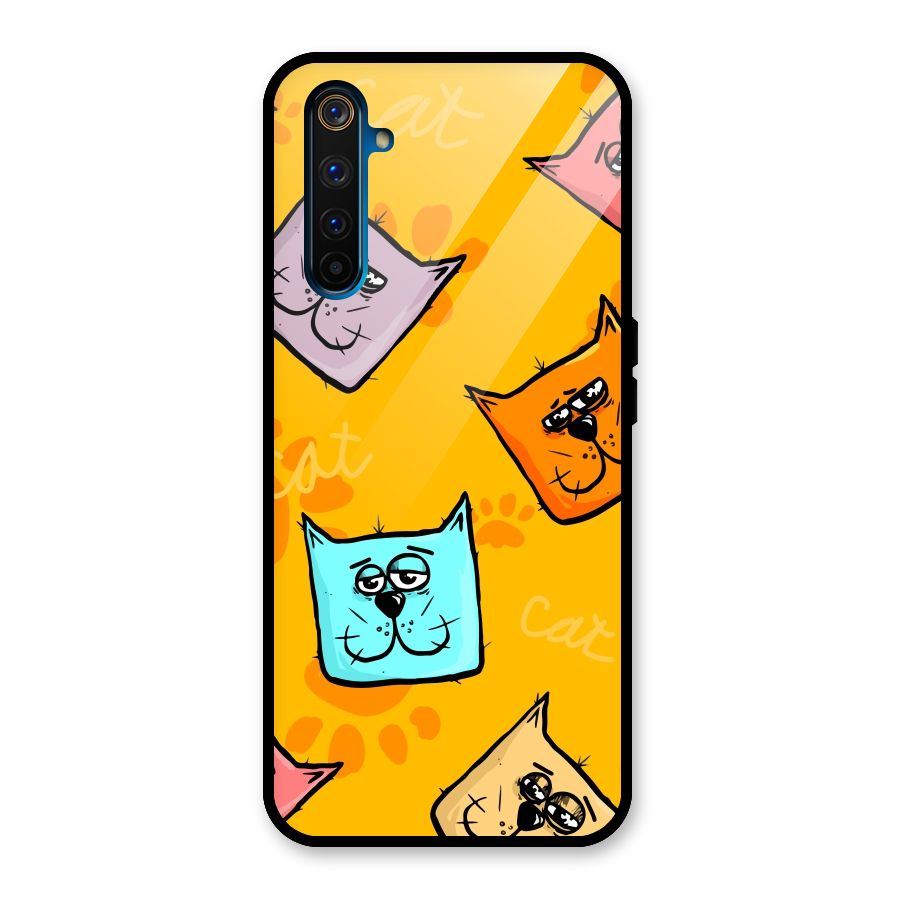 Cute Cat Pattern Glass Back Case for Realme 6 Pro