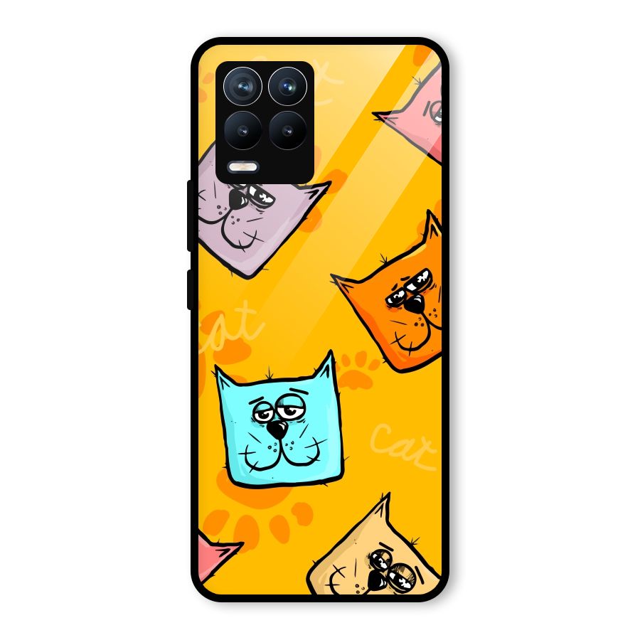 Cute Cat Pattern Glass Back Case for Realme 8 Pro