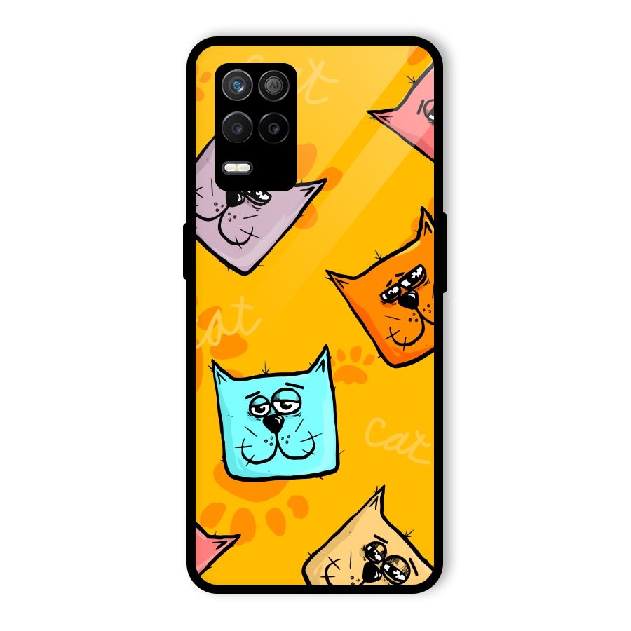 Cute Cat Pattern Glass Back Case for Realme 9 5G
