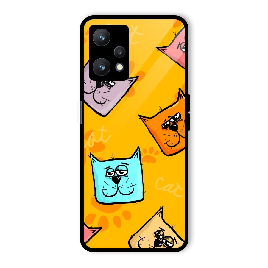 Cute Cat Pattern Glass Back Case for Realme 9 Pro 5G