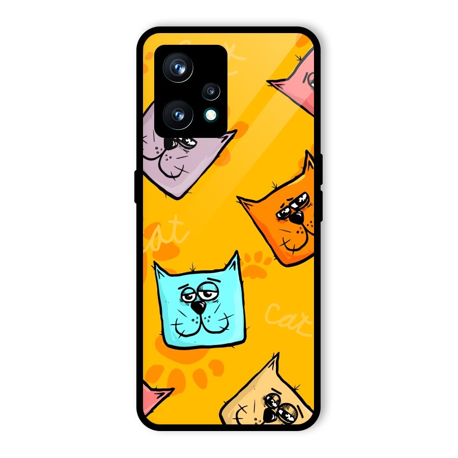 Cute Cat Pattern Glass Back Case for Realme 9 Pro Plus 5G
