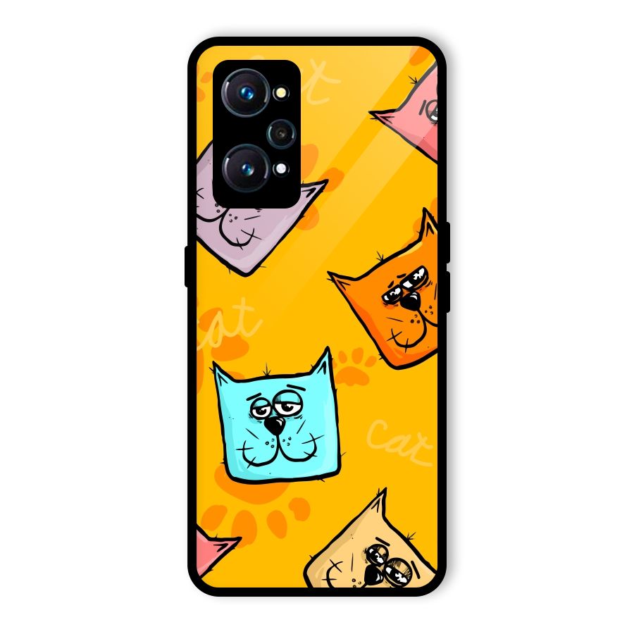 Cute Cat Pattern Glass Back Case for Realme GT 2