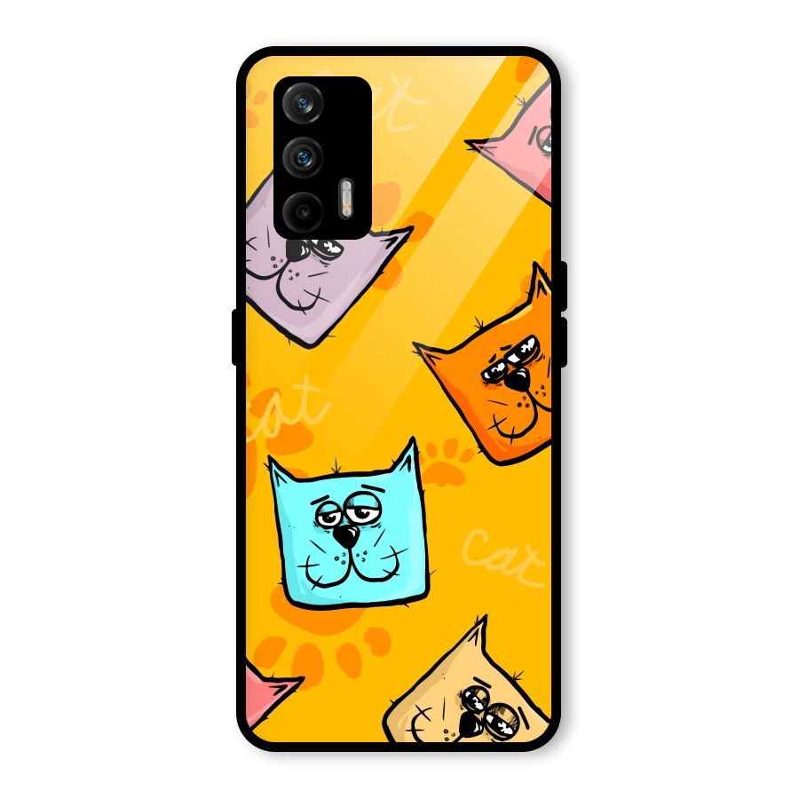 Cute Cat Pattern Glass Back Case for Realme GT 5G