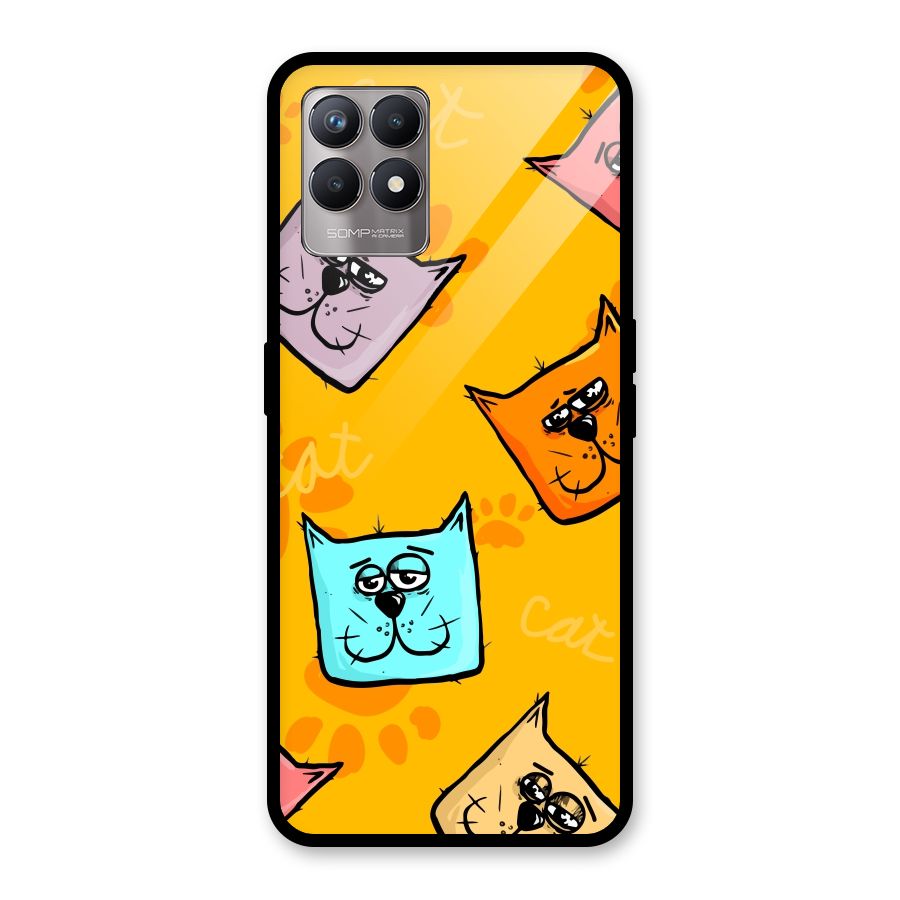 Cute Cat Pattern Glass Back Case for Realme Narzo 50