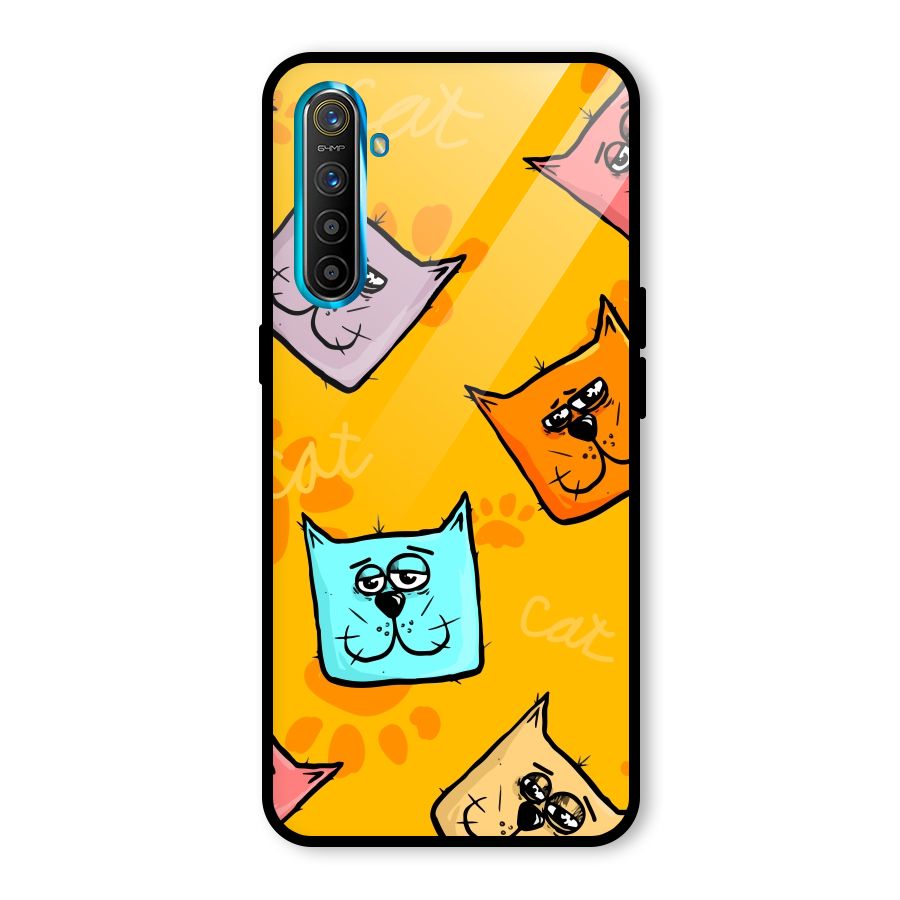 Cute Cat Pattern Glass Back Case for Realme X2