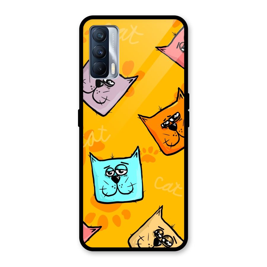 Cute Cat Pattern Glass Back Case for Realme X7