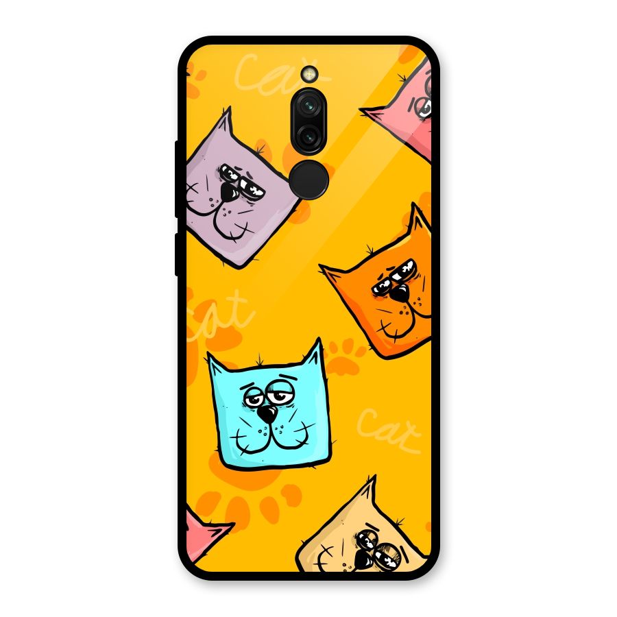 Cute Cat Pattern Glass Back Case for Redmi 8