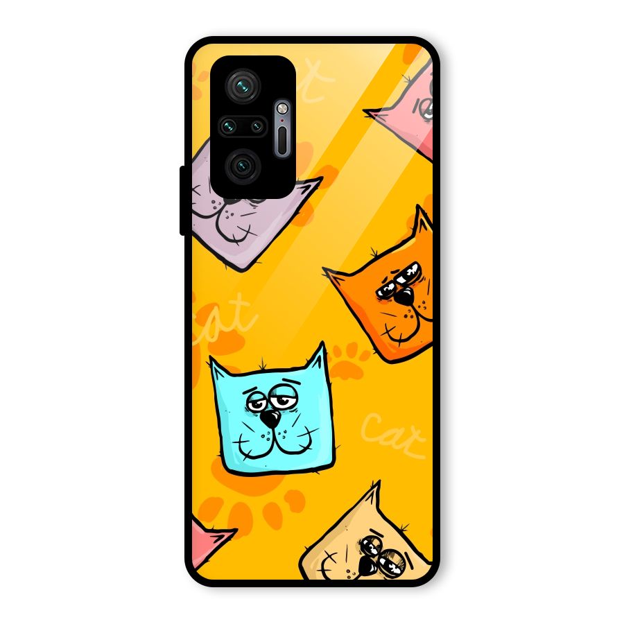 Cute Cat Pattern Glass Back Case for Redmi Note 10 Pro