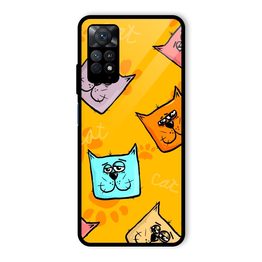 Cute Cat Pattern Glass Back Case for Redmi Note 11 Pro
