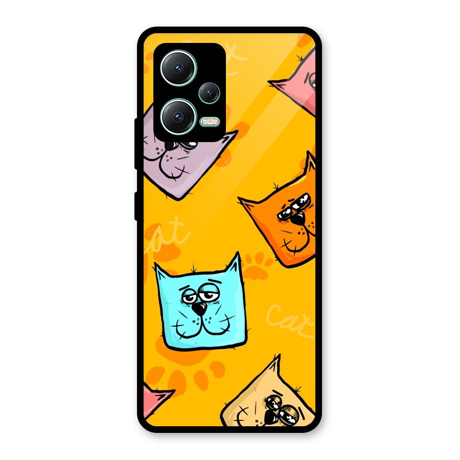 Cute Cat Pattern Glass Back Case for Redmi Note 12 5G