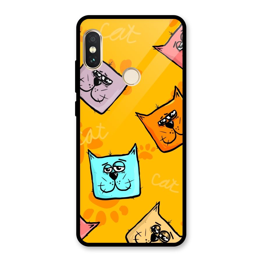Cute Cat Pattern Glass Back Case for Redmi Note 5 Pro