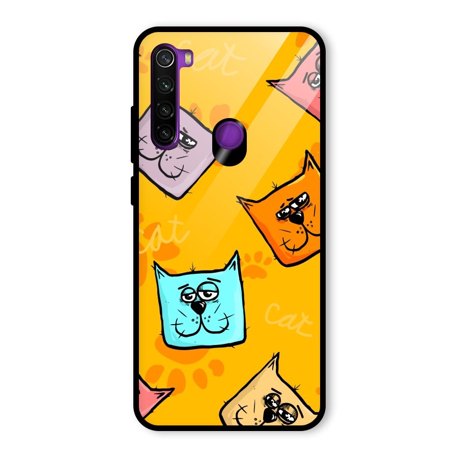 Cute Cat Pattern Glass Back Case for Redmi Note 8
