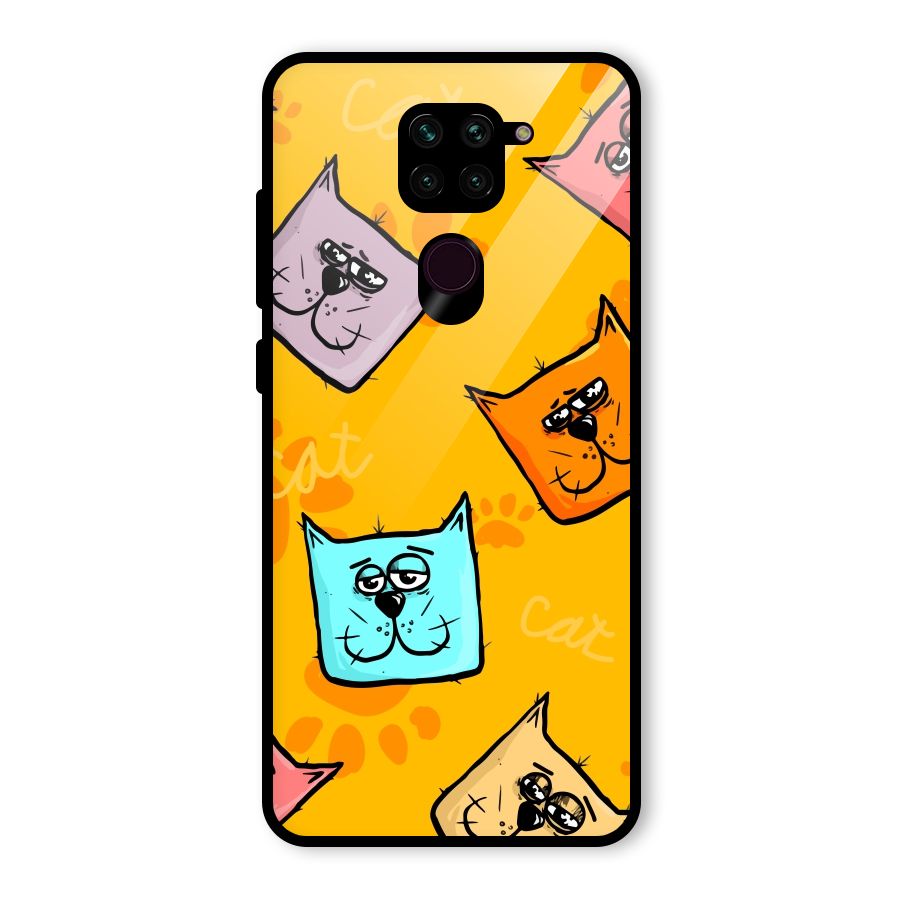 Cute Cat Pattern Glass Back Case for Redmi Note 9