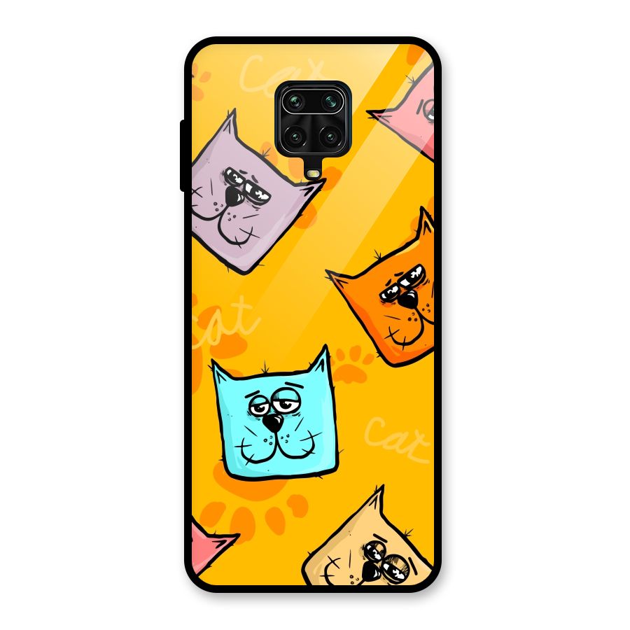 Cute Cat Pattern Glass Back Case for Redmi Note 9 Pro