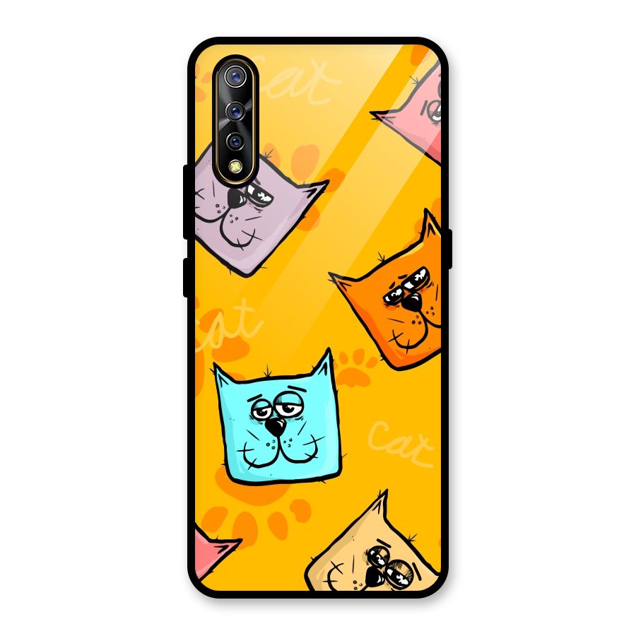 Cute Cat Pattern Glass Back Case for Vivo S1