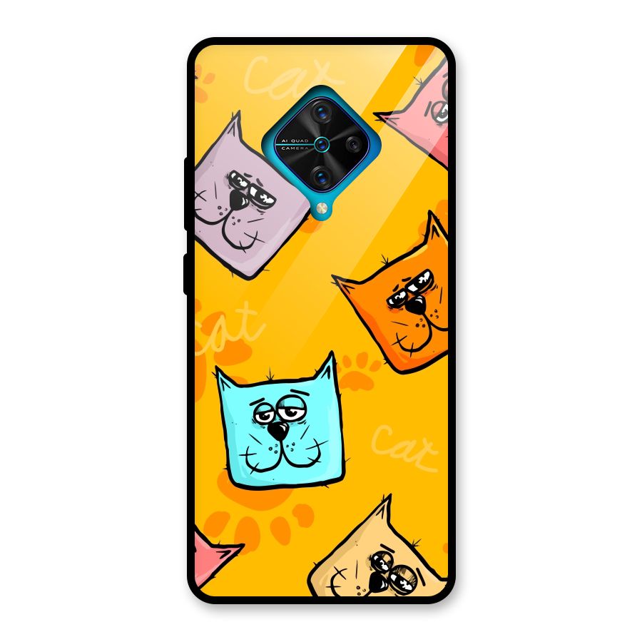 Cute Cat Pattern Glass Back Case for Vivo S1 Pro