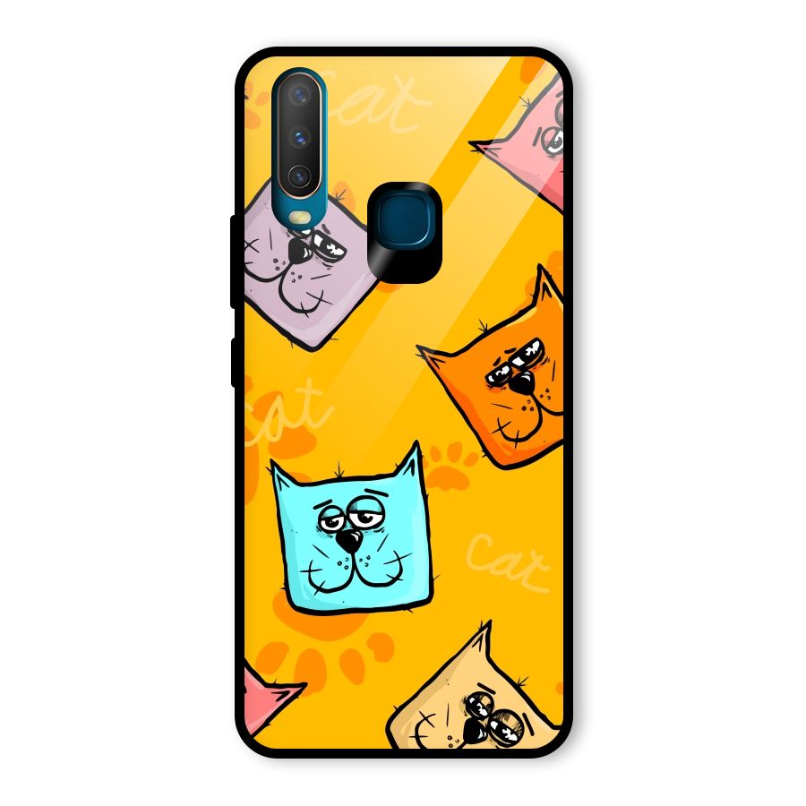 Cute Cat Pattern Glass Back Case for Vivo U10