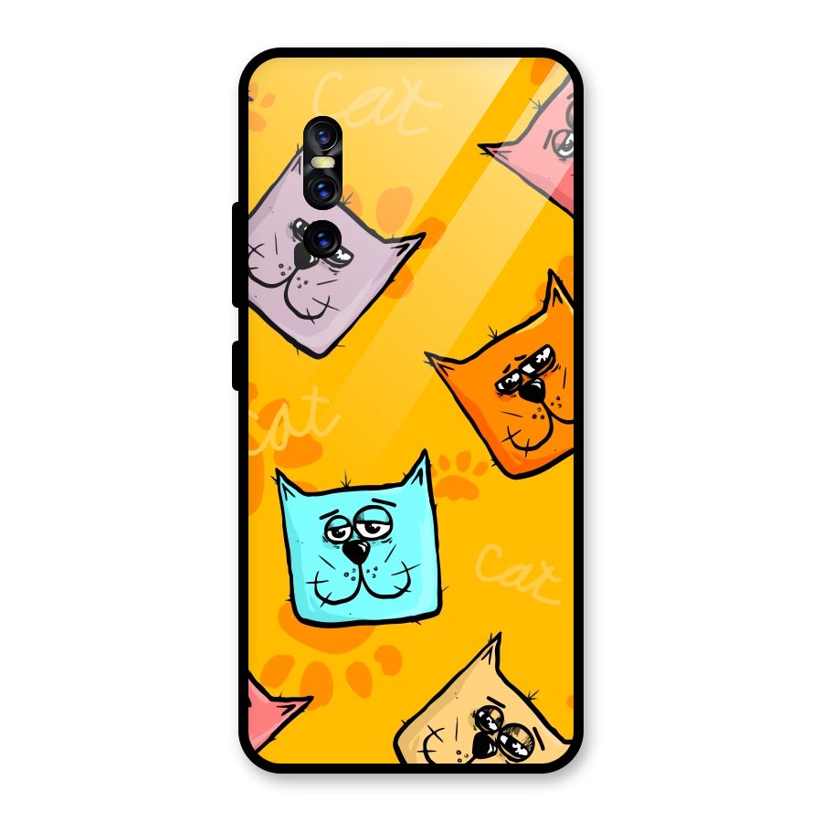 Cute Cat Pattern Glass Back Case for Vivo V15 Pro
