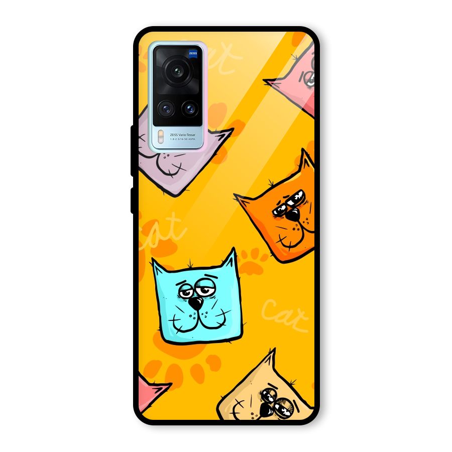 Cute Cat Pattern Glass Back Case for Vivo X60