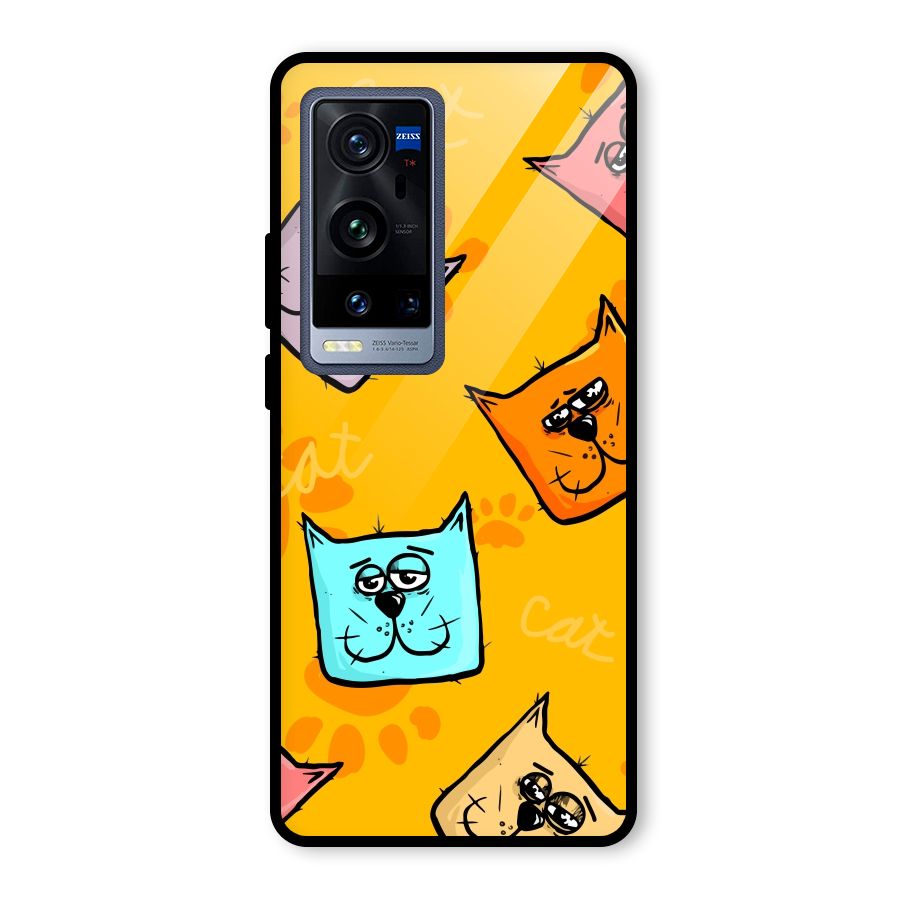Cute Cat Pattern Glass Back Case for Vivo X60 Pro Plus