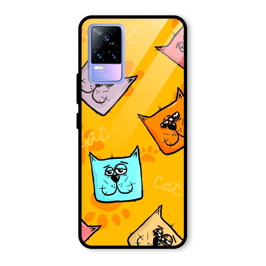Cute Cat Pattern Glass Back Case for Vivo Y73